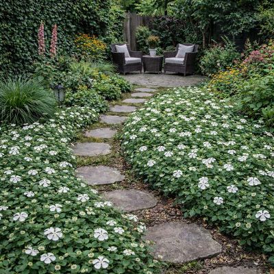 Petite pervenche blanche - couvre-sol-tapis